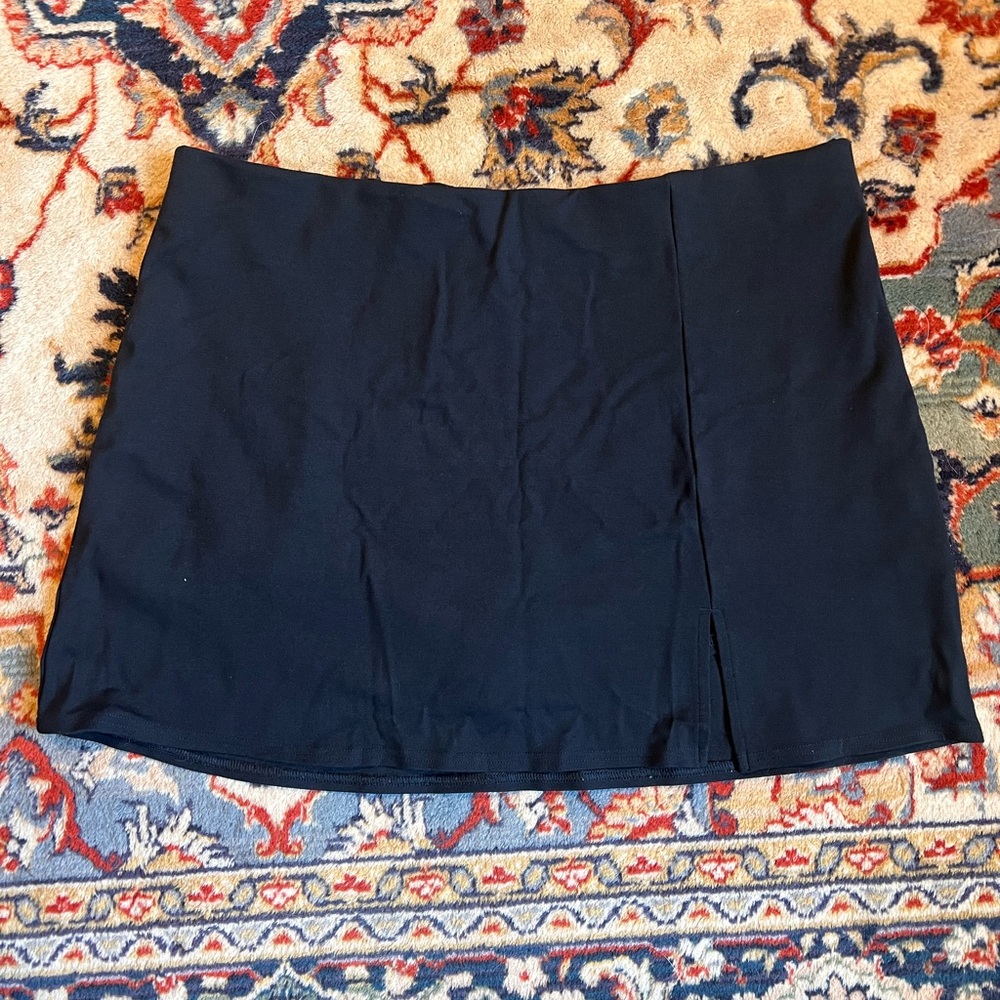 High Waisted Black Skort With Slit